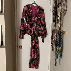 ASOS Sequin Floral Kimono Sleeve Dress